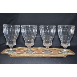 Vintage Clear Glass Footed Goblets Octagonal Panels